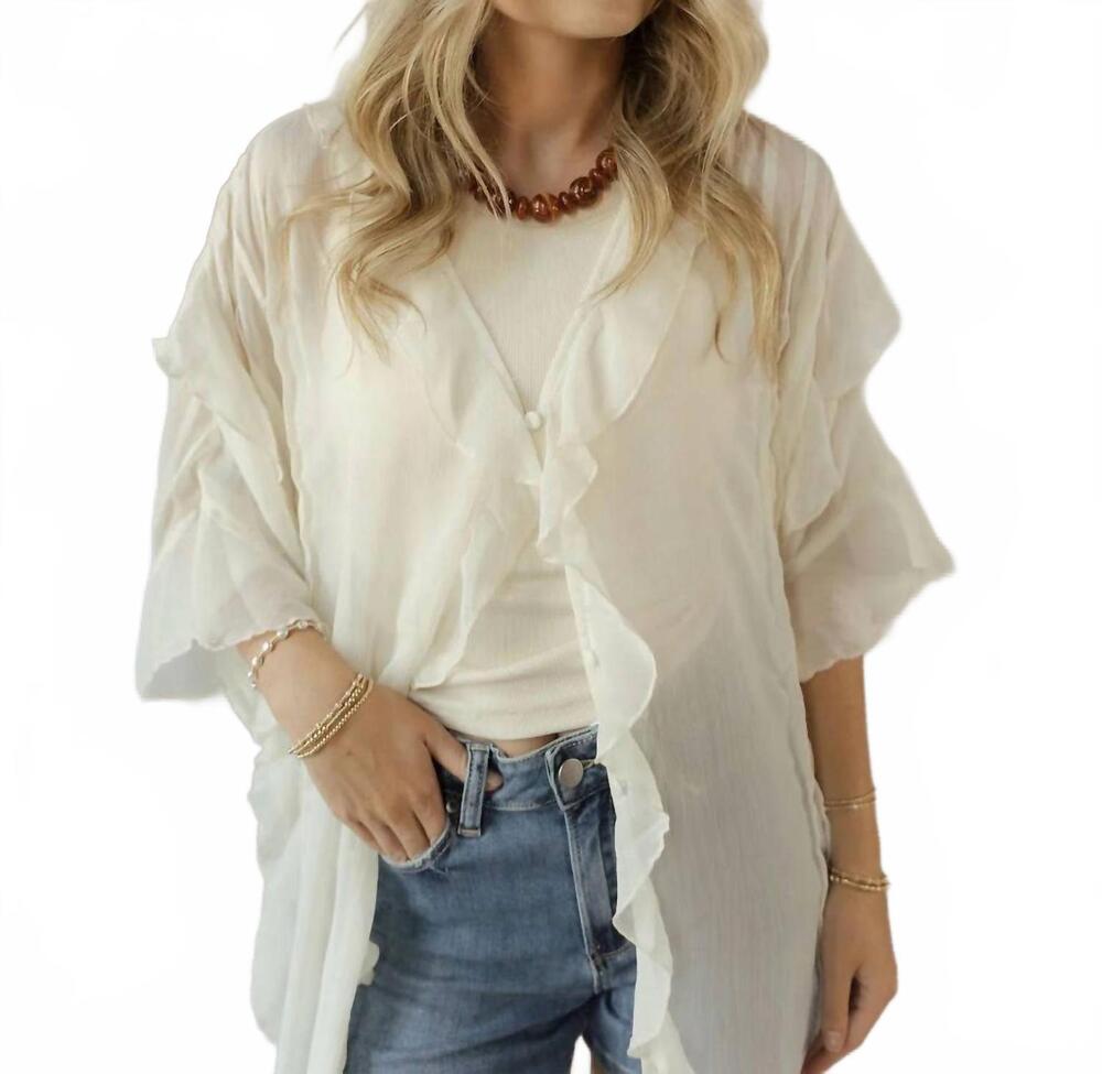 NEW BY TOGETHER maddy sheer ruffle duster top in cream